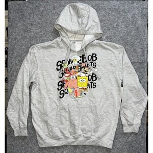 SpongeBob Squarepants Hoodie Youth XL (15-17) Gray Pullover Sweatshirt *New